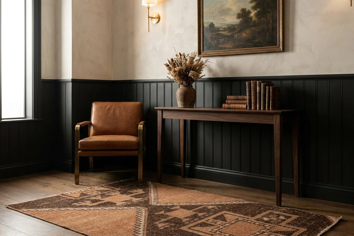 Orange Turkish doormat in a styled room