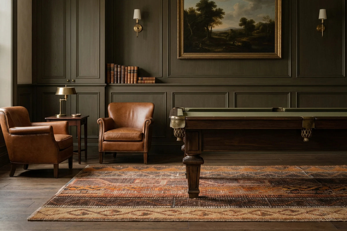 Orange Turkish doormat in a styled room