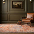 Orange Turkish rug in a styled room