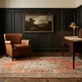 Orange Turkish rug in a styled room