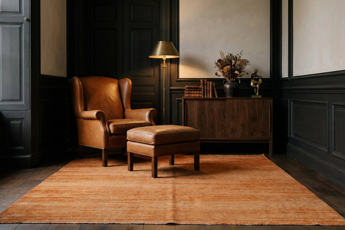 Orange Turkish rug in a landing