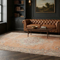 Orange Turkish rug in a styled room