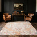 Orange Turkish rug in a styled room