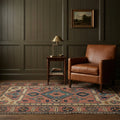 Turkish rug in a reading nook