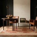Orange Turkish rug in a styled room