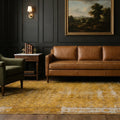 Yellow Turkish rug in a living room