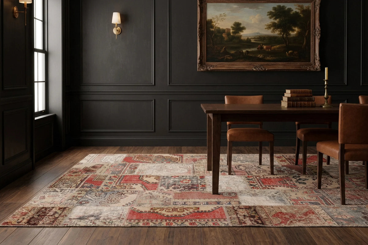 Turkish rug in a dining room