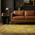 Yellow Turkish rug in a styled room