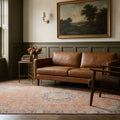 Orange Turkish rug in a styled room