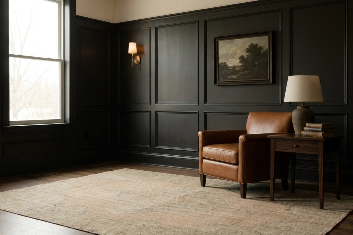 Orange Turkish rug in a styled room