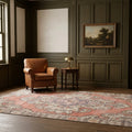 Orange Turkish rug in a den