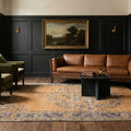 Orange Turkish rug in a styled room