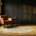 Yellow Turkish rug in a styled room