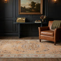 Orange Turkish rug in a styled room