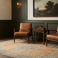 Orange Turkish rug in a styled room