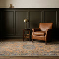 Orange Turkish rug in a styled room