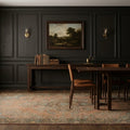 Orange Turkish rug in a dining room