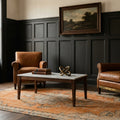 Orange Turkish rug in a styled room
