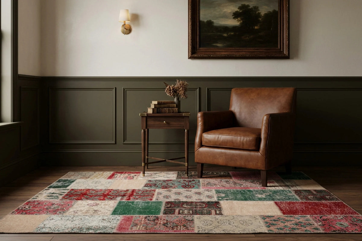 Turkish rug in a den