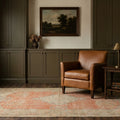 Orange Turkish rug in a styled room