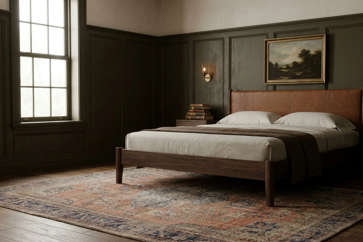 Orange Turkish rug in a styled room