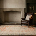 Orange Turkish rug in a styled room