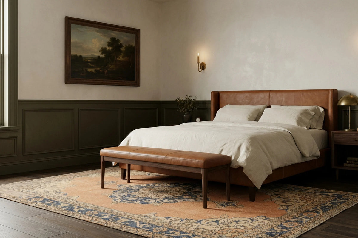 Orange Turkish rug in a styled room