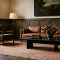 Orange Turkish rug in a styled room