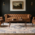 Orange Turkish rug in a styled room