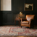 Orange Turkish rug in a styled room