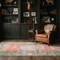 Orange Turkish rug in a styled room
