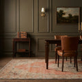 Orange Turkish rug in a dining room