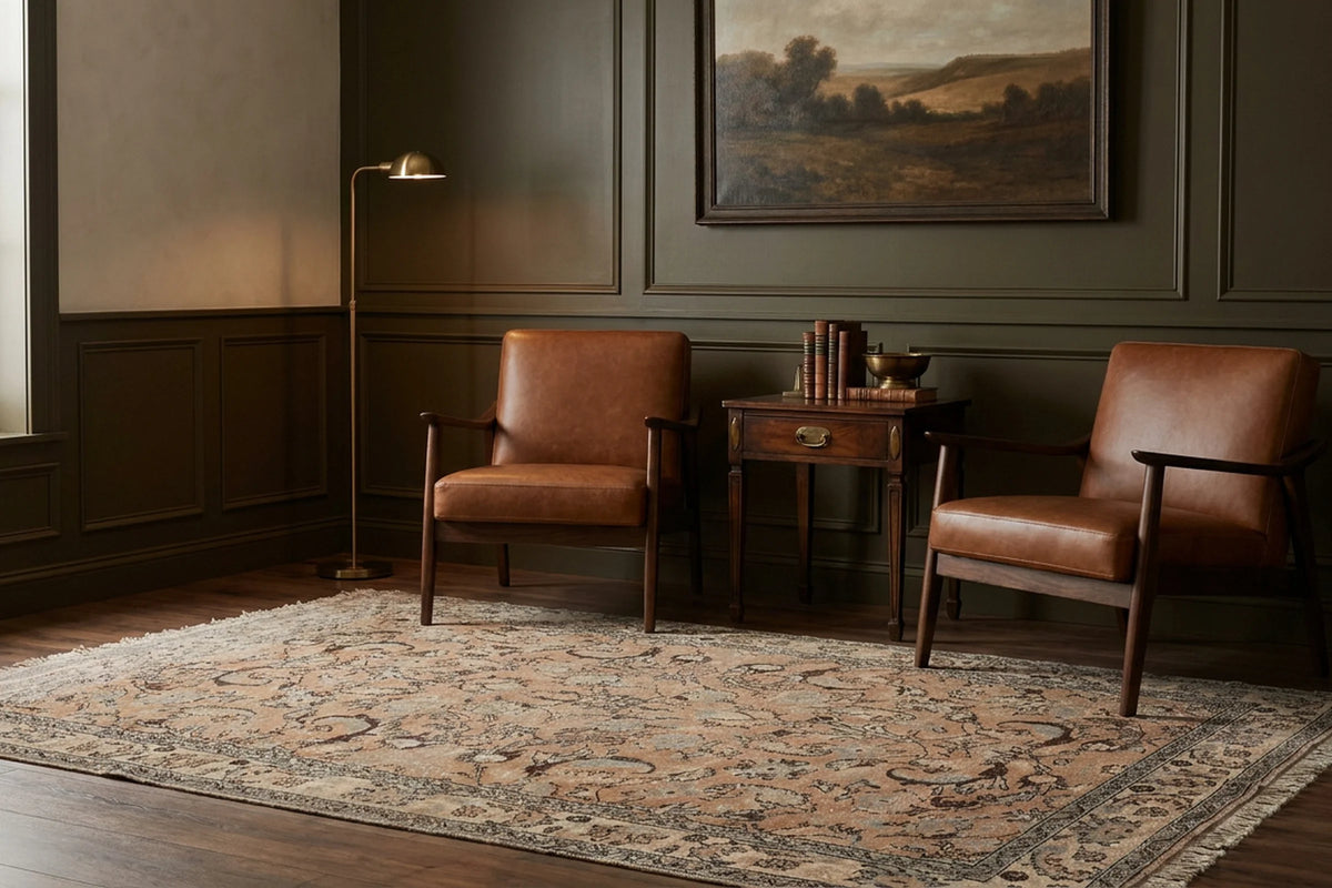 Orange Turkish rug in a landing