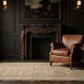 Orange Turkish rug in a styled room