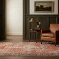Orange Turkish rug in a styled room