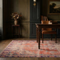 Orange Turkish rug in a styled room