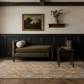 Orange Turkish rug in a styled room