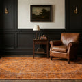 Orange Turkish rug in a styled room