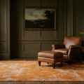 Orange Turkish rug in a conservatory