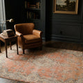 Orange Turkish rug in a styled room