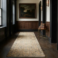 Beige Turkish runner rug in a hallway