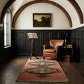 Brown Turkish runner rug in a styled room