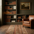 Brown Turkish runner rug in a styled room