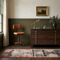 Red Turkish runner rug in a styled room