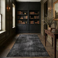 Gray Turkish runner rug in a hallway