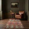Red Turkish runner rug in a styled room