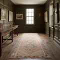 Pink Turkish runner rug in a styled room