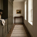 Beige Turkish runner rug in a styled room