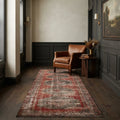 Red Turkish runner rug in a corridor