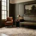 Beige Turkish runner rug in a conservatory